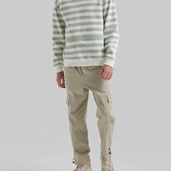 Stripe Crew Neck Pure Cotton Sweatshirt