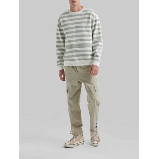 Stripe Crew Neck Pure Cotton Sweatshirt Stripe Crew Neck Pure Cotton Sweatshirt