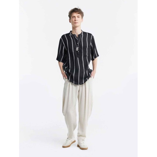 Linen Striped Short-Sleeve Shirt Linen Striped Short-Sleeve Shirt