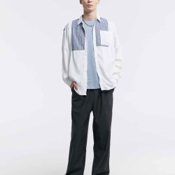 Striped Patchwork Long-Sleeve Shirt