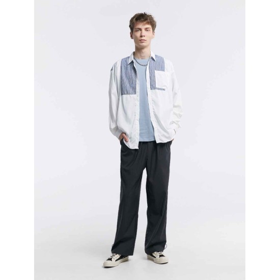 Striped Patchwork Long-Sleeve Shirt Striped Patchwork Long-Sleeve Shirt
