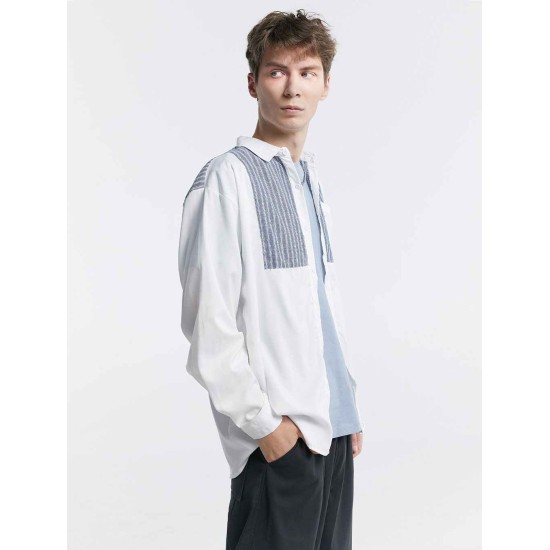 Striped Patchwork Long-Sleeve Shirt Striped Patchwork Long-Sleeve Shirt