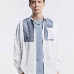 Striped Patchwork Long-Sleeve Shirt