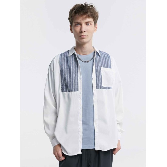Striped Patchwork Long-Sleeve Shirt Striped Patchwork Long-Sleeve Shirt