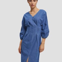 Bishop Sleeve Denim Dress
