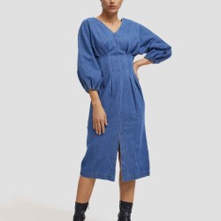 Bishop Sleeve Denim Dress