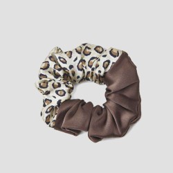 Silk Two-Tone Leopard Scrunchie