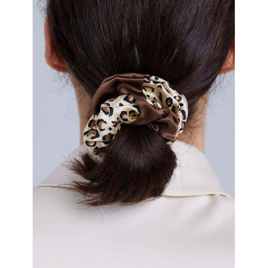 Silk Two-Tone Leopard Scrunchie Silk Two-Tone Leopard Scrunchie