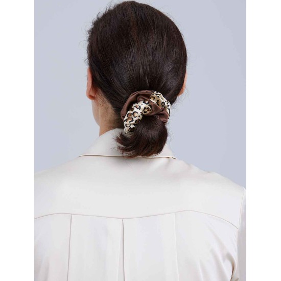 Silk Two-Tone Leopard Scrunchie Silk Two-Tone Leopard Scrunchie