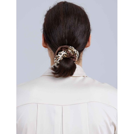 Silk Two-Tone Leopard Scrunchie Silk Two-Tone Leopard Scrunchie