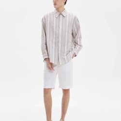 Straight Waist Cuffed Cotton Blend Shorts