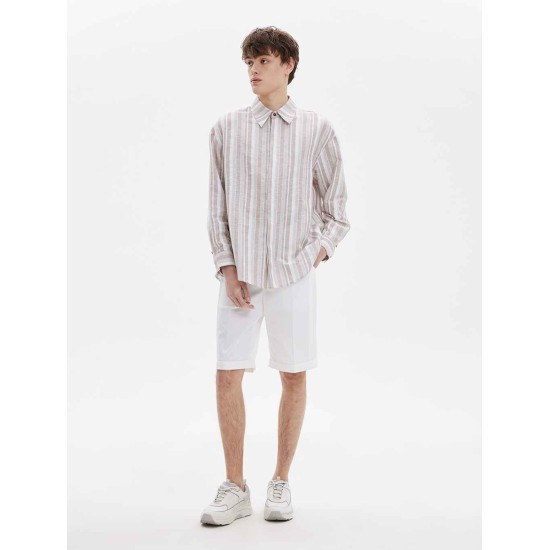 Straight Waist Cuffed Cotton Blend Shorts Straight Waist Cuffed Cotton Blend Shorts