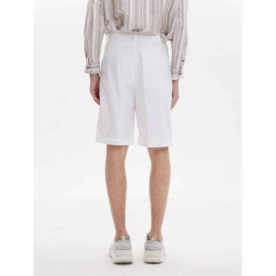 Straight Waist Cuffed Cotton Blend Shorts Straight Waist Cuffed Cotton Blend Shorts