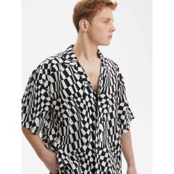 Free Checkered Lapel Collar Shirt