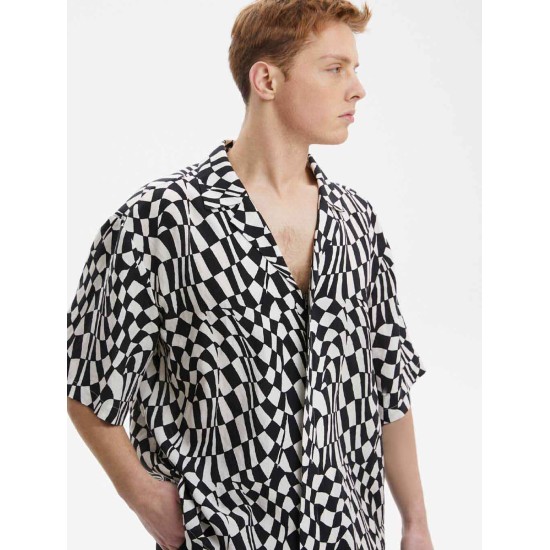Free Checkered Lapel Collar Shirt Free Checkered Lapel Collar Shirt