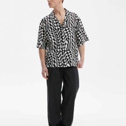 Free Checkered Lapel Collar Shirt