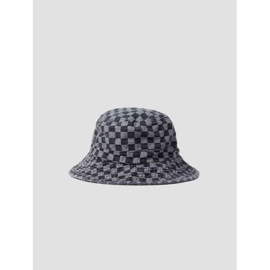 Checkerboard Denim Bucket Hat