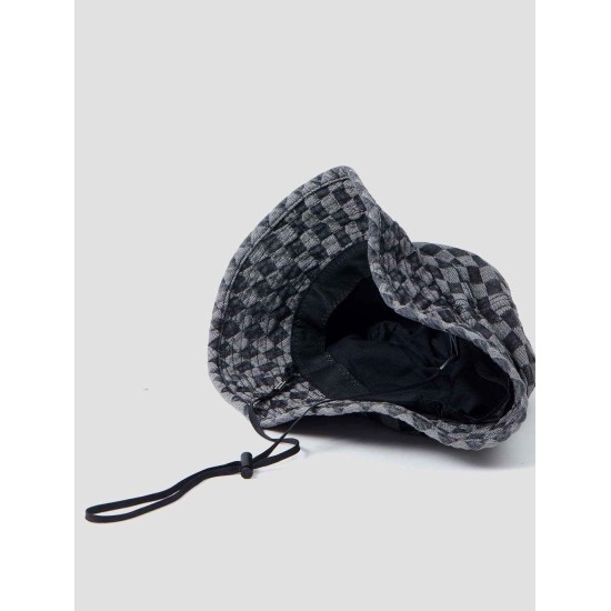 Checkerboard Denim Bucket Hat