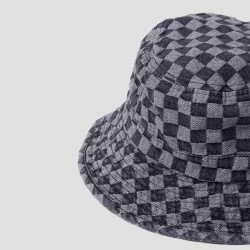 Checkerboard Denim Bucket Hat