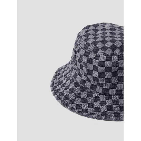 Checkerboard Denim Bucket Hat
