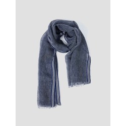 Striped Linen Eyelash Trim Scarf