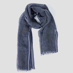Striped Linen Eyelash Trim Scarf