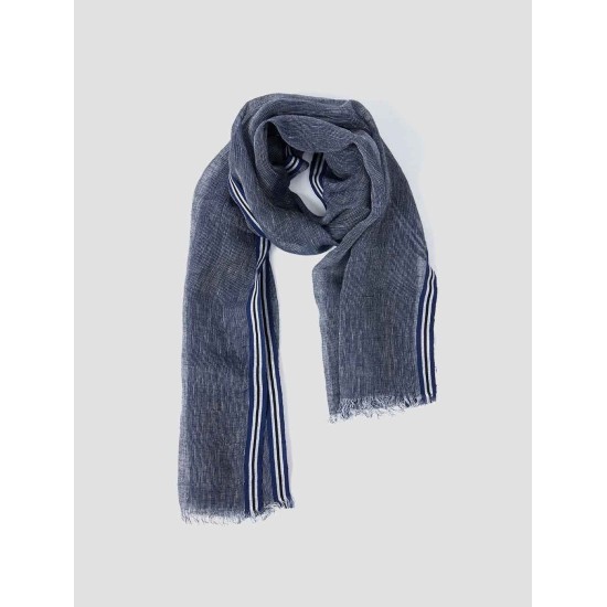Striped Linen Eyelash Trim Scarf Striped Linen Eyelash Trim Scarf