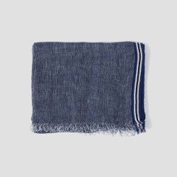 Striped Linen Eyelash Trim Scarf