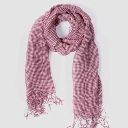 Versatile Linen Fringe Plaid Scarf