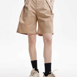 Pleat Detail High Waist Suit Shorts