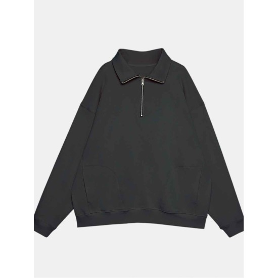 Plain Half-Zip Sweatshirt Plain Half-Zip Sweatshirt