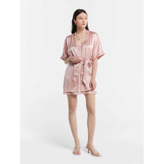 Trimmed Silk Nightgown &Robe Set Trimmed Silk Nightgown &Robe Set