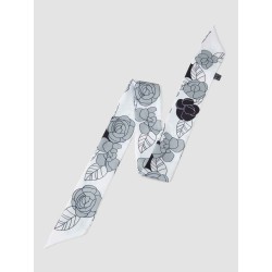 Floral Print Skinny Silk Scarf