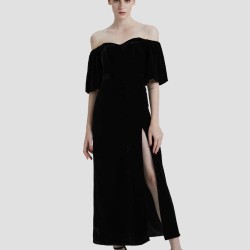 Off-the-shoulder Velvet Dress