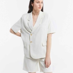 Double Button Short-Sleeve Suit Set