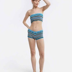 Striped Knit Split Swimsuit