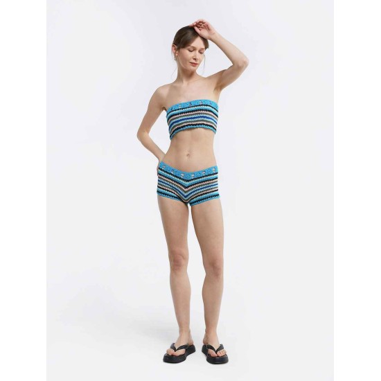 Striped Knit Split Swimsuit Striped Knit Split Swimsuit