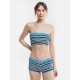 Striped Knit Split Swimsuit Striped Knit Split Swimsuit