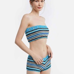Striped Knit Split Swimsuit