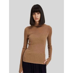 Ribbed Mockneck Knitted Cashmere Sweater