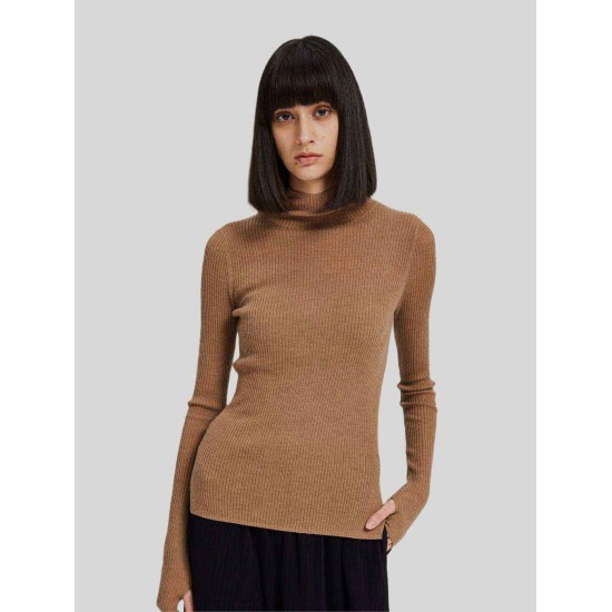 Ribbed Mockneck Knitted Cashmere Sweater Ribbed Mockneck Knitted Cashmere Sweater