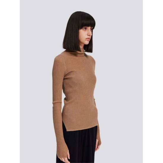 Ribbed Mockneck Knitted Cashmere Sweater Ribbed Mockneck Knitted Cashmere Sweater