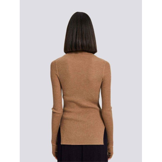 Ribbed Mockneck Knitted Cashmere Sweater Ribbed Mockneck Knitted Cashmere Sweater