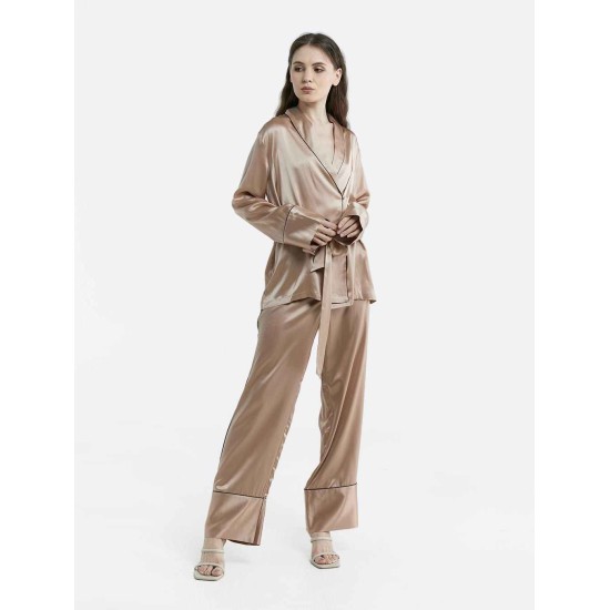 Trimmed Silk Pajama Set Trimmed Silk Pajama Set