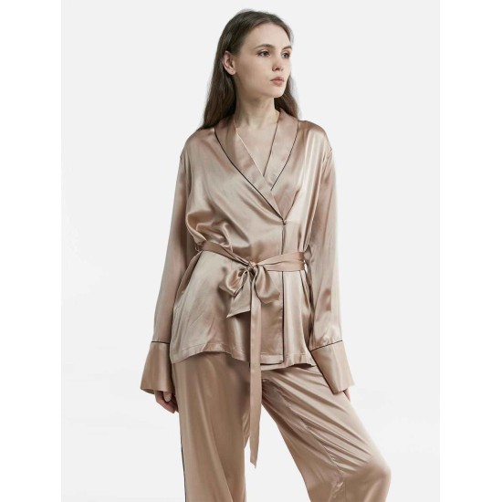 Trimmed Silk Pajama Set Trimmed Silk Pajama Set
