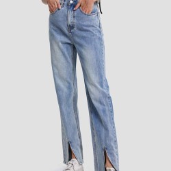 High Waist Front Split Jeans