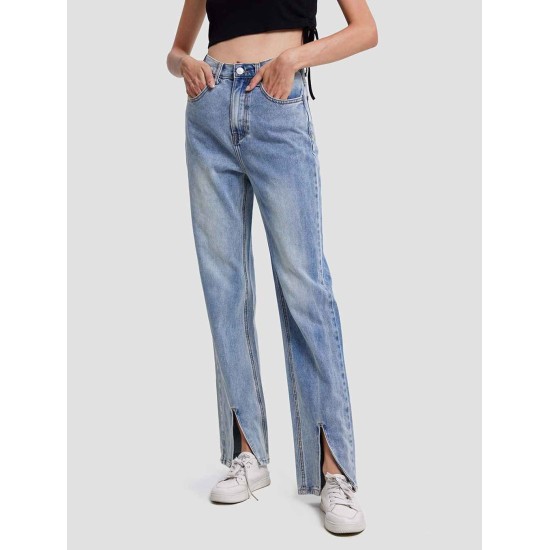 High Waist Front Split Jeans High Waist Front Split Jeans