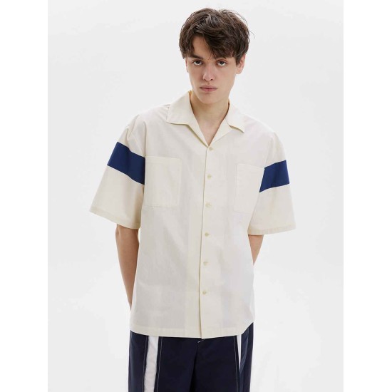 Drop Shoulder Color-block Short Sleeve Shirt Drop Shoulder Color-block Short Sleeve Shirt