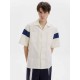 Drop Shoulder Color-block Short Sleeve Shirt Drop Shoulder Color-block Short Sleeve Shirt