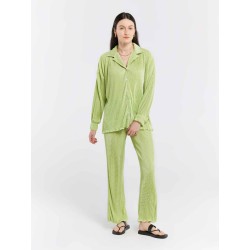Pleated Lapel Shirt & Pants Set